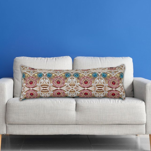 turquoise blue silver gold burgundy pink bohemian body pillow (turquoise blue silver gold burgundy pink bohemian body pillow)