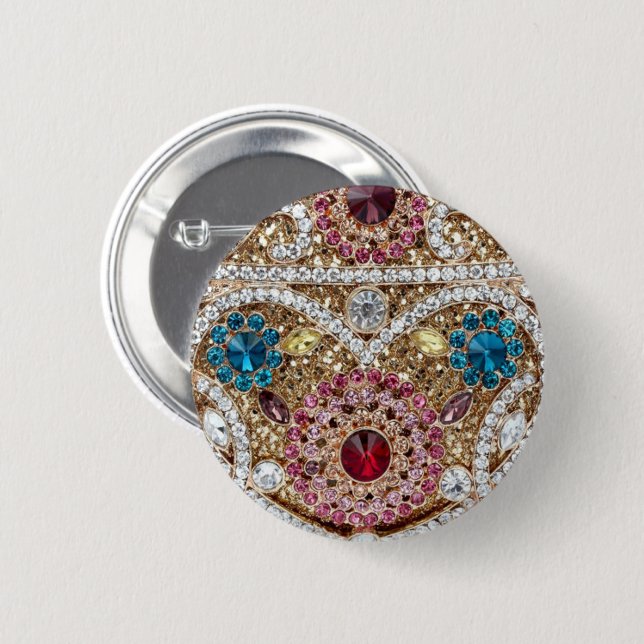 turquoise blue silver gold burgundy pink bohemian button (Front & Back)