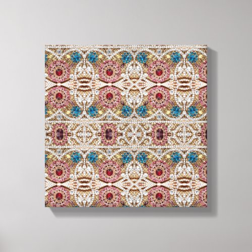 turquoise blue silver gold burgundy pink bohemian canvas print