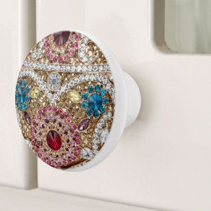 turquoise blue silver gold burgundy pink bohemian ceramic knob