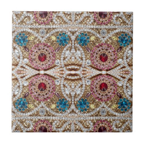 turquoise blue silver gold burgundy pink bohemian ceramic tile