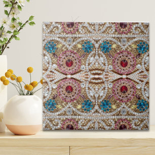 turquoise blue silver gold burgundy pink bohemian ceramic tile