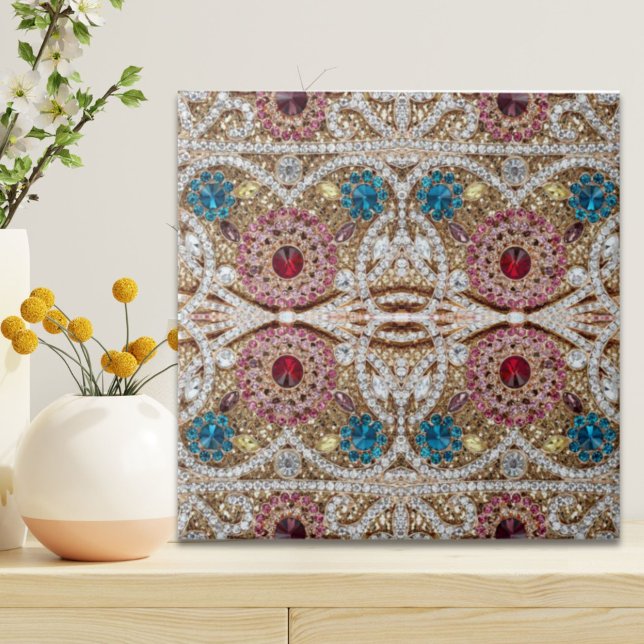turquoise blue silver gold burgundy pink bohemian ceramic tile (turquoise blue silver gold burgundy pink bohemian ceramic tile)