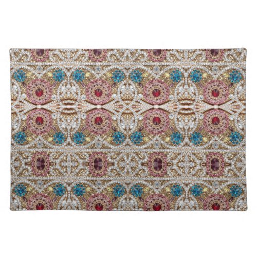 turquoise blue silver gold burgundy pink bohemian cloth placemat