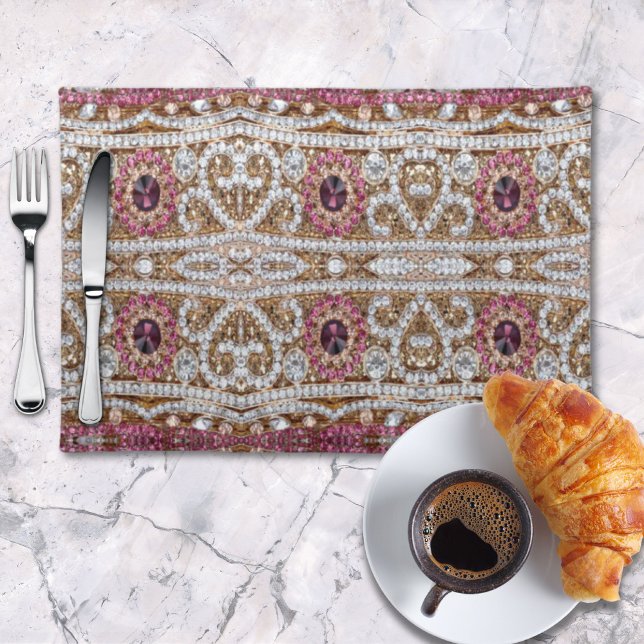 turquoise blue silver gold burgundy pink bohemian cloth placemat (turquoise blue silver gold burgundy pink bohemian cloth placemat)