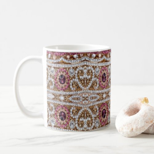 turquoise blue silver gold burgundy pink bohemian coffee mug