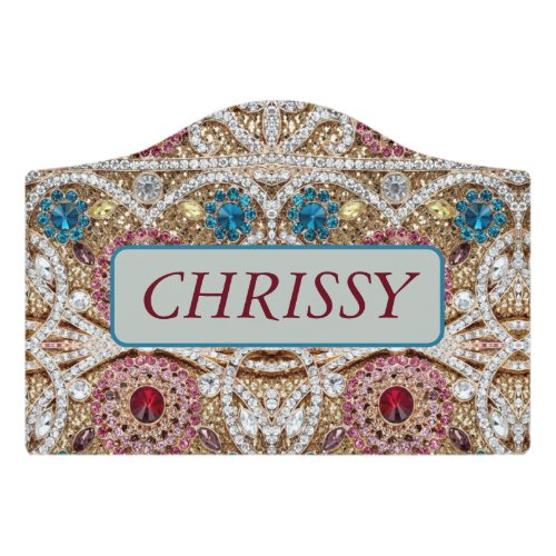 turquoise blue silver gold burgundy pink bohemian door sign