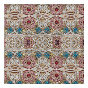 turquoise blue silver gold burgundy pink bohemian faux canvas print