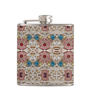 turquoise blue silver gold burgundy pink bohemian flask
