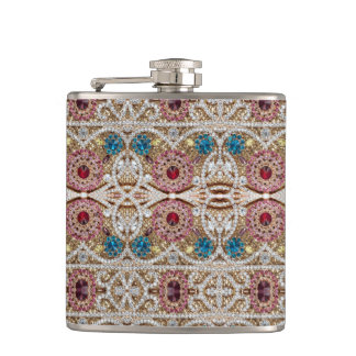 turquoise blue silver gold burgundy pink bohemian flask