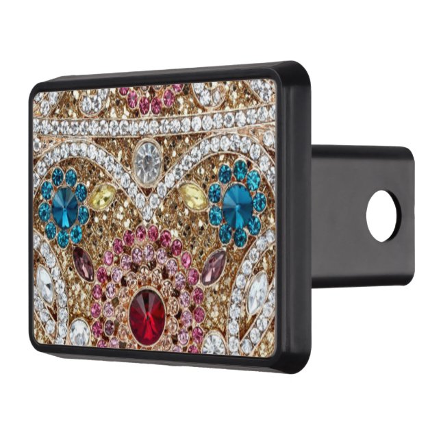 turquoise blue silver gold burgundy pink bohemian hitch cover (Left)
