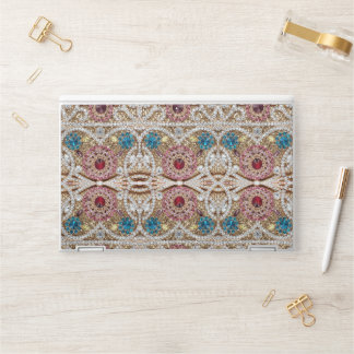 turquoise blue silver gold burgundy pink bohemian HP laptop skin