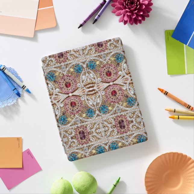 turquoise blue silver gold burgundy pink bohemian iPad smart cover (In Situ)