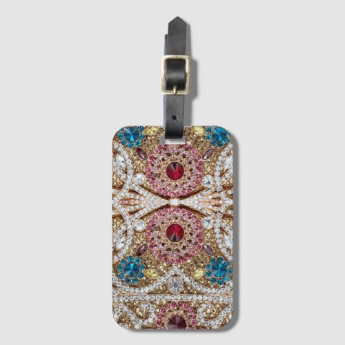 turquoise blue silver gold burgundy pink bohemian luggage tag