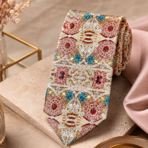 turquoise blue silver gold burgundy pink bohemian neck tie
