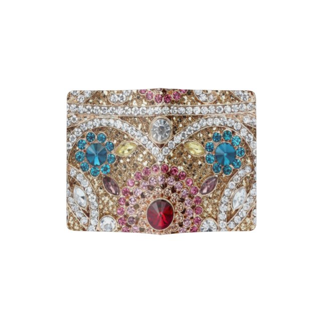 turquoise blue silver gold burgundy pink bohemian passport holder (Opened)