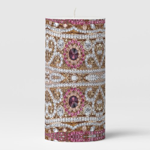 turquoise blue silver gold burgundy pink bohemian pillar candle