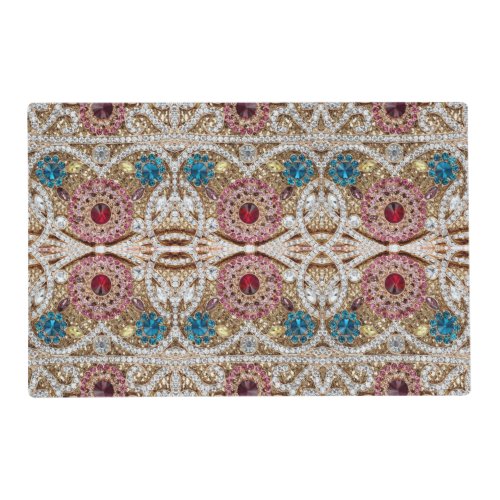 turquoise blue silver gold burgundy pink bohemian placemat