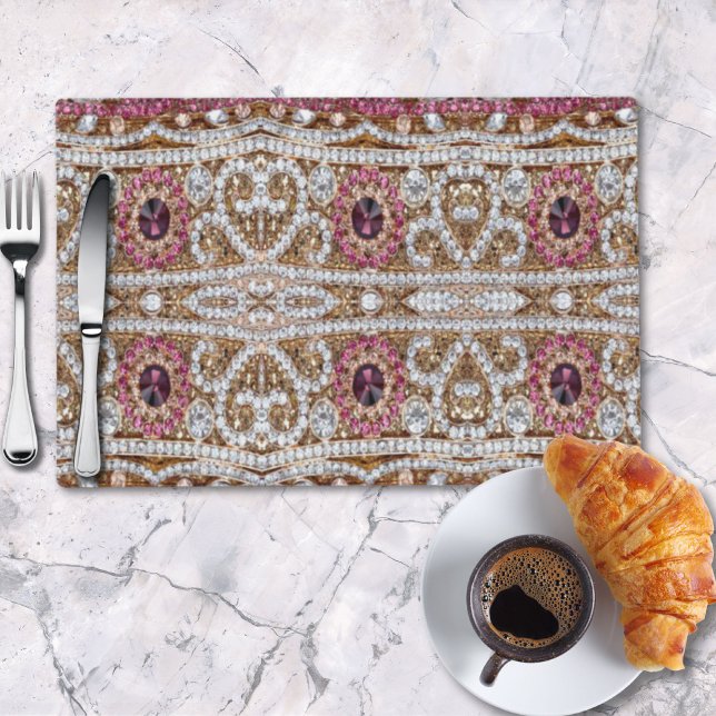 turquoise blue silver gold burgundy pink bohemian placemat (turquoise blue silver gold burgundy pink bohemian placemat)