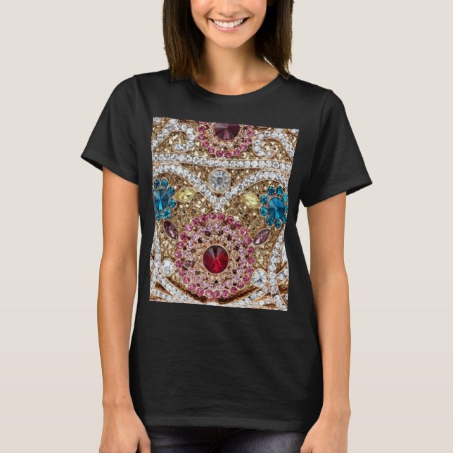 turquoise blue silver gold burgundy pink bohemian T-Shirt (Front)
