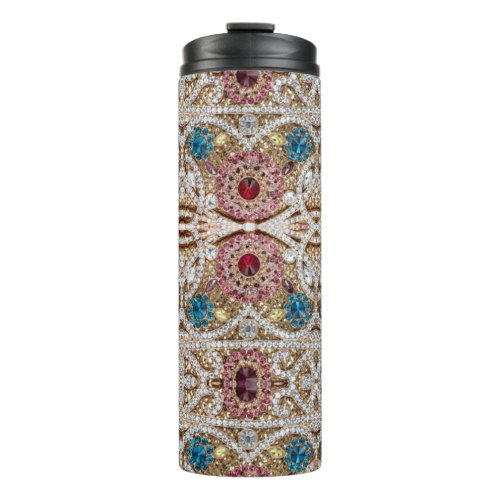 turquoise blue silver gold burgundy pink bohemian thermal tumbler