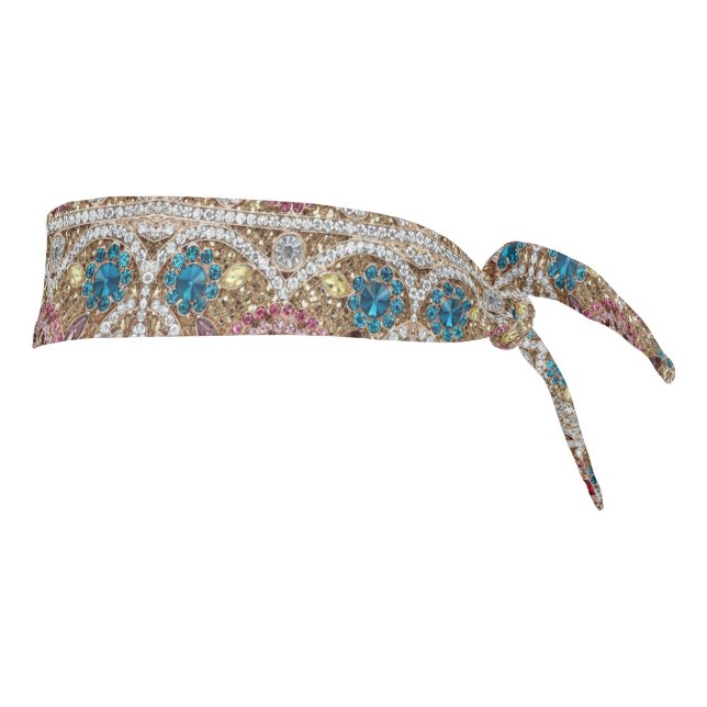 turquoise blue silver gold burgundy pink bohemian tie headband (Rotate 90)