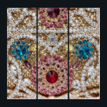 turquoise blue silver gold burgundy pink bohemian triptych<br><div class="desc">turquoise blue silver gold burgundy pink bohemian fashion accessories and home decorations. The rhinestone design details are simulated in the artwork. No actual rhinestones will be used in the making of this product.</div>