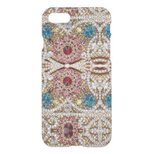 turquoise blue silver gold burgundy pink bohemian iPhone SE/8/7 case