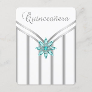 Turquoise Blue Silver Quinceanera Invitations