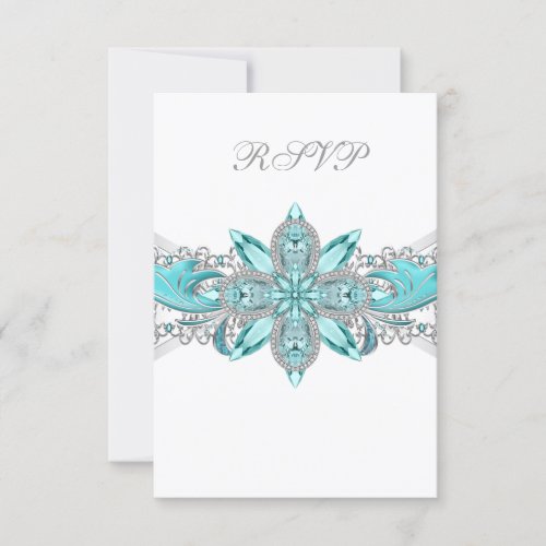 Turquoise Blue Silver Quinceanera RSVP
