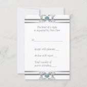Turquoise Blue Silver Quinceanera RSVP (Back)