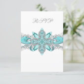 Turquoise Blue Silver Quinceanera RSVP (Standing Front)