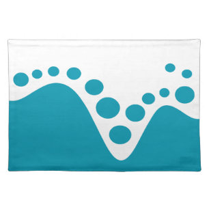 Turquoise Blue soft wave and bubbles Cloth Placemat