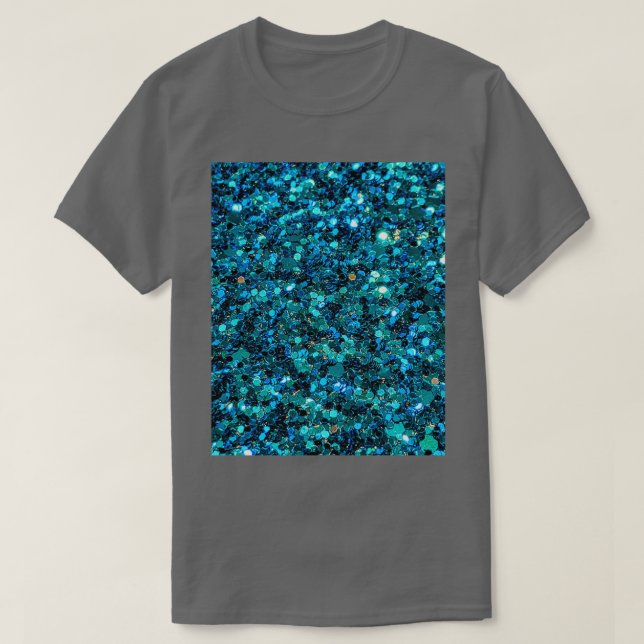Turquoise Blue Sparkling Sequins T-Shirt (Design Front)