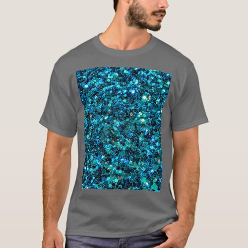 Turquoise Blue Sparkling Sequins T_Shirt