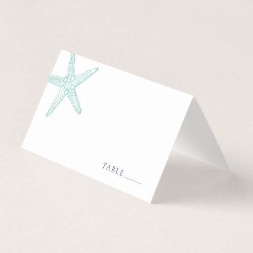 Turquoise Blue Starfish Place Card