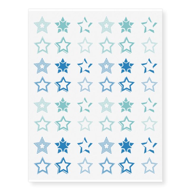 Turquoise Blue Stars Collection Temporary Tattoos (Front)