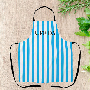Turquoise Blue Striped Uff Da All-Over Print Apron