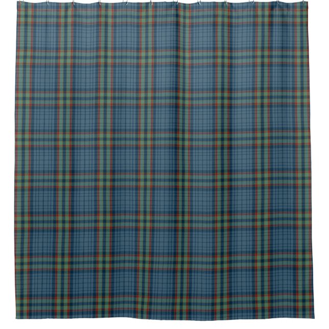 Turquoise Blue Tartan Plaid Scottish Kilt Shower Curtain (Front)