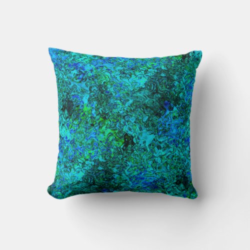 Turquoise Blue Teal  Green Artistic Abstract Throw Pillow