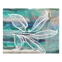 Turquoise Blue & Teal Modern Botanical Watercolor