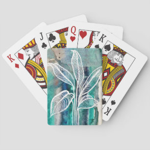 Turquoise Blue & Teal Modern Botanical Watercolor Poker Cards