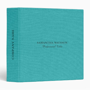 Turquoise Blue Tones Linen Burlap Fabric 3 Ring Binder