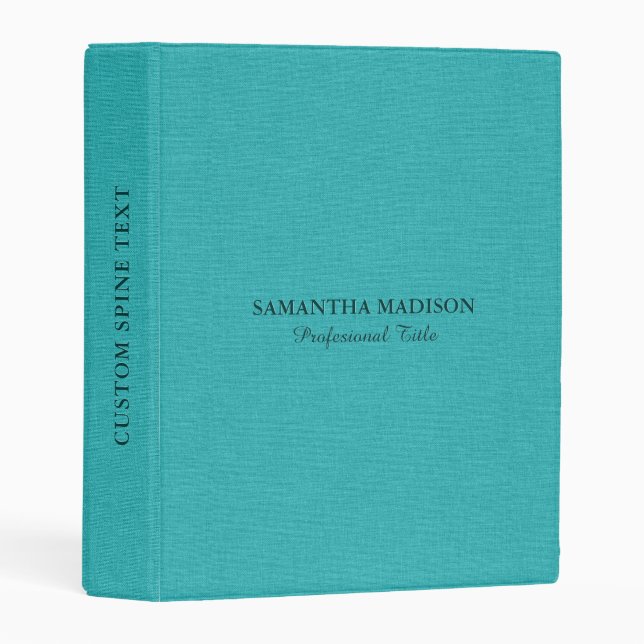 Turquoise Blue Tones Linen Burlap Fabric  Mini Binder (Front/Spine)