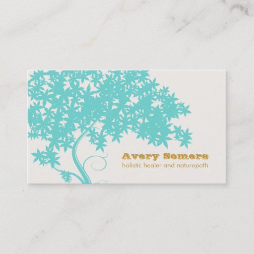 Customizable Turquoise Blue Tree Holistic Healer Naturopath Business Card Template
