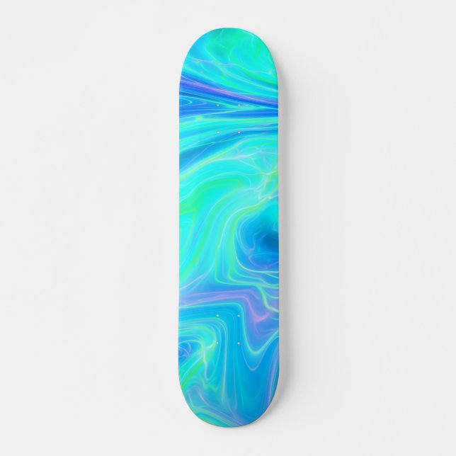 Turquoise Blue Tropical Abstract   Skateboard (Front)
