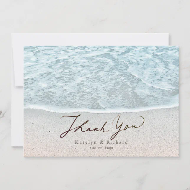 Turquoise Blue Tropical Ocean Beach Wedding Thank You Card | Zazzle