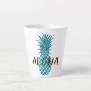 Turquoise Blue Tropical Pineapple Aloha Latte Mug