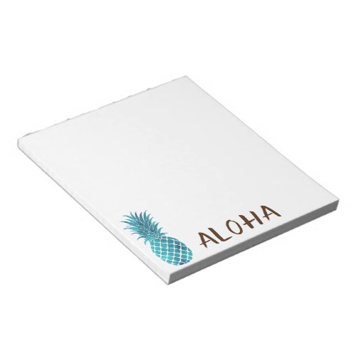 Turquoise Blue Tropical Pineapple Aloha Notepad