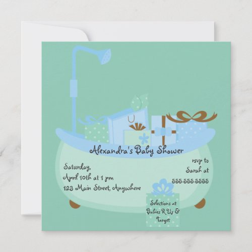 Turquoise &amp; Blue Tub Baby Shower Invitation
